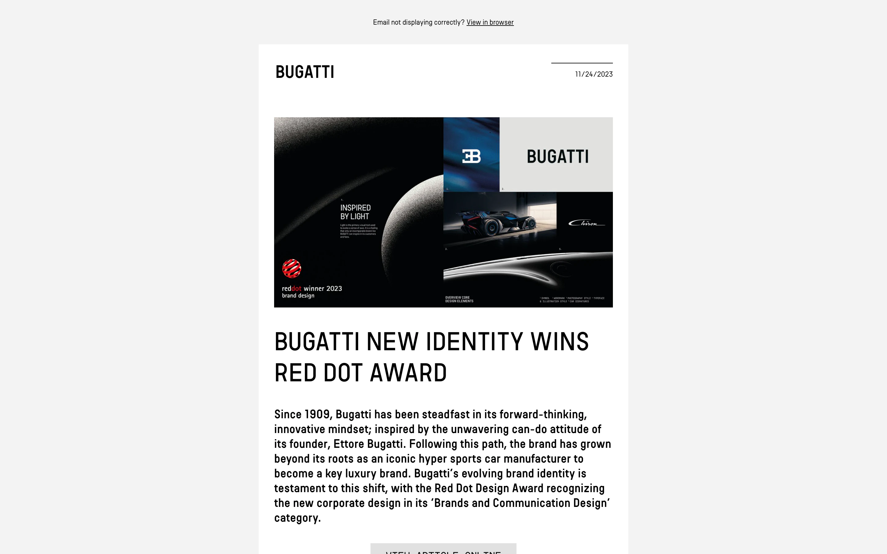 Bugatti Newsroom email newsletter